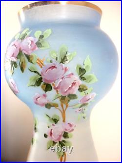 Grand Vase Ancien, Verre Souffle, Emaille, Art Nouveau, Rosier, Rose, Dlg Legras Grand Vase Ancien, Verre Souffle, Emaille, Art Nouveau, Rosier, Rose, Dlg Legras