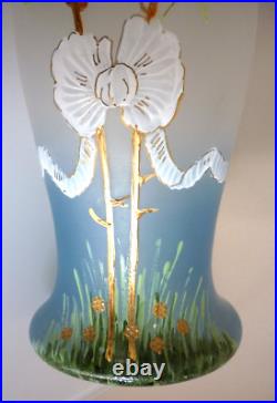 Grand Vase Ancien, Verre Souffle, Emaille, Art Nouveau, Rosier, Rose, Dlg Legras Grand Vase Ancien, Verre Souffle, Emaille, Art Nouveau, Rosier, Rose, Dlg Legras