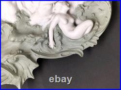 Grand bas relief art nouveau céramique murale biscuit décoration ancienne