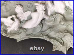 Grand bas relief art nouveau céramique murale biscuit décoration ancienne