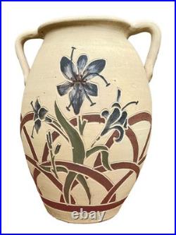 Grande jarre ancienne en terre cuite décor fleur Art Nouveau fin XIXe début XXe