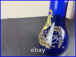 LEGRAS Ancien vase émaillé décor coq art nouveau MONTJOYE