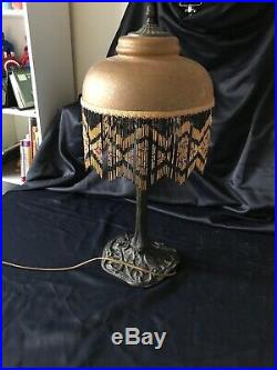 Lampe Ancienne Art Nouveau Pied En Bronze Massif Decor Vegetal 4 Kg 65 Cm