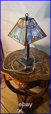 Lampe art nouveau ancienne, édgar brandt, abat jour style tiffany 37x28