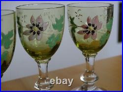 Legras 6 Anciens Verres Liqueur Verrerie Emaille Art Nouveau