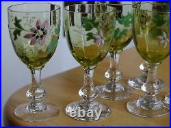 Legras 6 Anciens Verres Liqueur Verrerie Emaille Art Nouveau