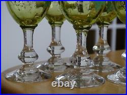 Legras 6 Anciens Verres Liqueur Verrerie Emaille Art Nouveau