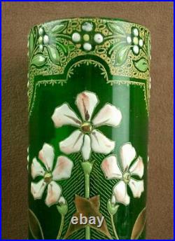 Legras Vase Ancien En Verre Émaillé A Decor De Fleurs Art Nouveau