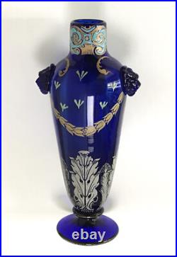 Legras Vase Bleu Foncé Ancien Art Nouveau Art Déco Parfait État No Daum Gallé