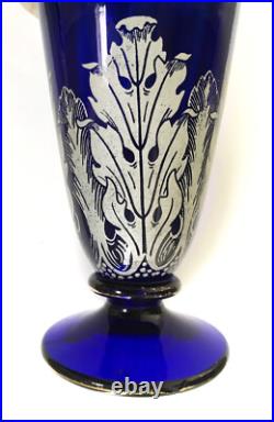 Legras Vase Bleu Foncé Ancien Art Nouveau Art Déco Parfait État No Daum Gallé