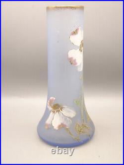 Legras. Vase en verre émaillé ancien a décor de fleurs. Art nouveau