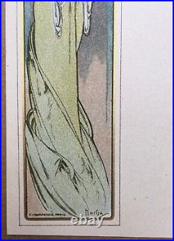 Lithographie Originale Ancienne Mucha Moët & Chandon Carte Art Nouveau 14 x 9 cm