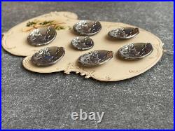 Lot 7 boutons anciens A. BARGAS EAU Art nouveau 1900 Ø 27 mm et 20mm