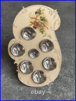 Lot 7 boutons anciens A. BARGAS EAU Art nouveau 1900 Ø 27 mm et 20mm
