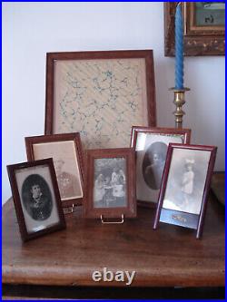 Lot 7 cadres porte-photo anciens XIXe bois gravé, Art Nouveau laiton+ 1 offert