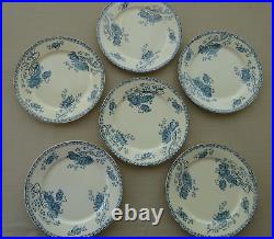 Lot de 6 Anciennes assiettes plates Pavots Royat 1920 Art nouveau