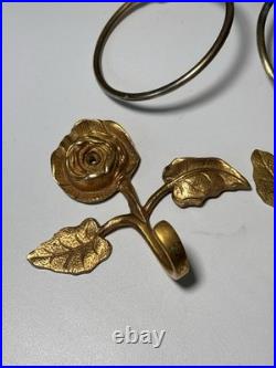 Lot de Deux Paires Porte Serviette Gobelet Bronze Doré Art Nouveau Ancien Vintag