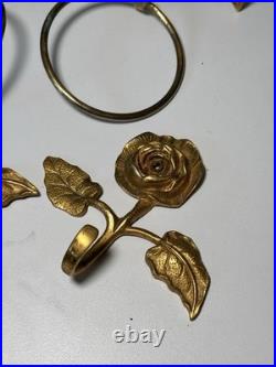 Lot de Deux Paires Porte Serviette Gobelet Bronze Doré Art Nouveau Ancien Vintag