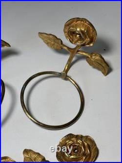 Lot de Deux Paires Porte Serviette Gobelet Bronze Doré Art Nouveau Ancien Vintag