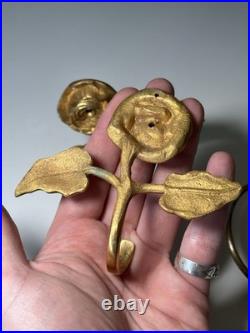 Lot de Deux Paires Porte Serviette Gobelet Bronze Doré Art Nouveau Ancien Vintag