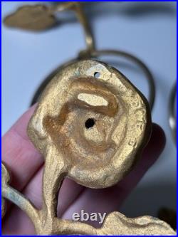 Lot de Deux Paires Porte Serviette Gobelet Bronze Doré Art Nouveau Ancien Vintag