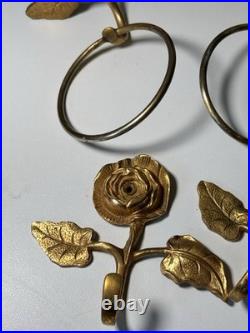 Lot de Deux Paires Porte Serviette Gobelet Bronze Doré Art Nouveau Ancien Vintag