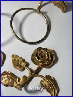 Lot de Deux Paires Porte Serviette Gobelet Bronze Doré Art Nouveau Ancien Vintag