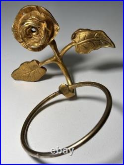 Lot de Deux Paires Porte Serviette Gobelet Bronze Doré Art Nouveau Ancien Vintag