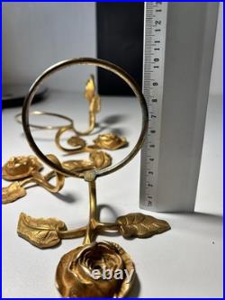 Lot de Deux Paires Porte Serviette Gobelet Bronze Doré Art Nouveau Ancien Vintag