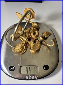 Lot de Deux Paires Porte Serviette Gobelet Bronze Doré Art Nouveau Ancien Vintag