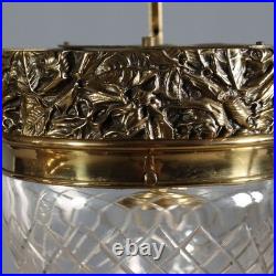 Lustre Art Nouveau Ancien Métal Verre 4 Lumières XXe Siècle Original