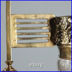 Lustre Art Nouveau Ancien Métal Verre 4 Lumières XXe Siècle Original