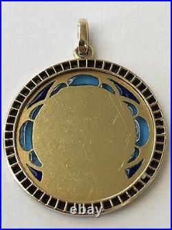 MAGNIFIQUE ancien MEDAILLON PENDENTIF VIERGE incrustation vitrail ART NOUVEAU