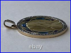 MAGNIFIQUE ancien MEDAILLON PENDENTIF VIERGE incrustation vitrail ART NOUVEAU