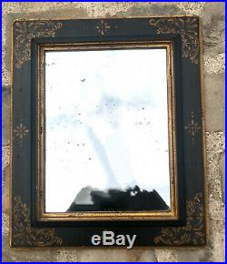 MIROIR / GLACE ANCIENNE DE STYLE NAPOLEON III EN BOIS PEINT 50 cm x 42 cm