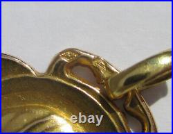 Médaille pendentif ancienne Art Nouveau Vierge Mazzoni or massif 18 carats 750