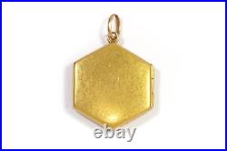 Médaillon Art Nouveau hexagonal en or 18k, pendentif ancien, Art Nouveau