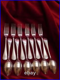 Ménagère Christofle, 6 Couverts Art Nouveau en Métal Argenté, Ancien