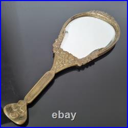 Miroir Bronze Art Nouveau 1900 Face A Main Ancien French Victorian