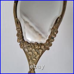 Miroir Bronze Art Nouveau 1900 Face A Main Ancien French Victorian