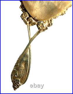 Miroir Face A Main Ancien En Bronze Art Nouveau Miroir Biseauté