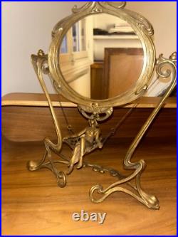 Miroir ancien art nouveau, La jeune femme à la balancelle. Miror 19th century