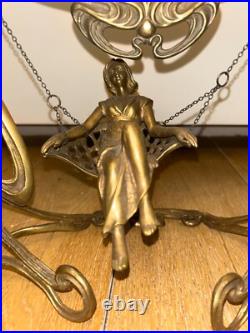 Miroir ancien art nouveau, La jeune femme à la balancelle. Miror 19th century