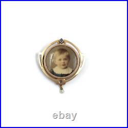 Or jaune 14 carats art nouveau bijou ancien photo broche saphir perle or 585