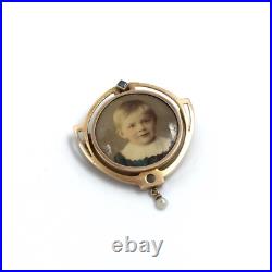 Or jaune 14 carats art nouveau bijou ancien photo broche saphir perle or 585