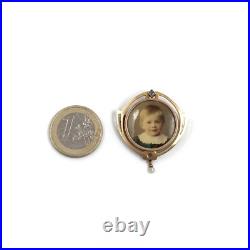 Or jaune 14 carats art nouveau bijou ancien photo broche saphir perle or 585