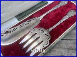 Orfèvre Boulenger Service a Dessert Poisson Gâteau Argenterie Art Nouveau Ancien