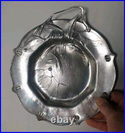 Orivit ancienne assiette etain sculpture art nouveau pewter no delavan daurat