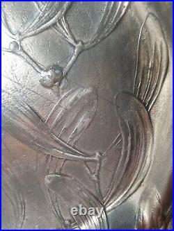 Orivit ancienne assiette etain sculpture art nouveau pewter no delavan daurat