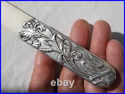 Ouvre Lettre Coupe Papier Ancien Argent Massif Art Nouveau Antique Letter Opener